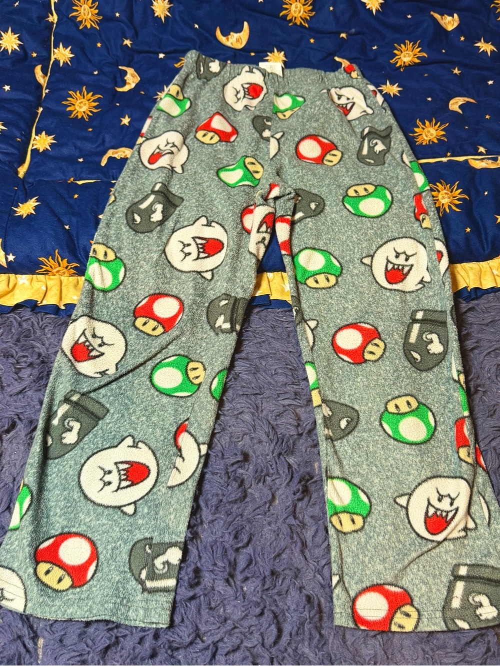 Nintendo Super Mario Brothers Pajama Pants Boys Size 8 Mushrooms Boo Ghost